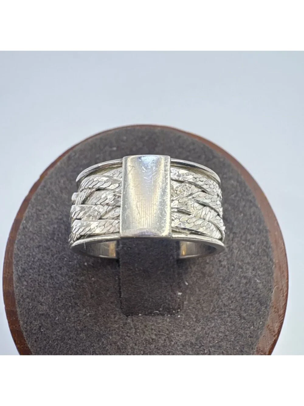Herringbone Wrap Design Band Sterling Silver 925 Ring Size 5.5